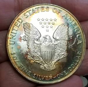 1994 AMERICAN SILVER EAGLE NICELY TONED