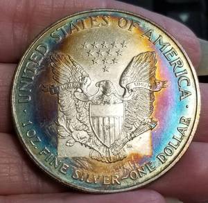 1995 AMERICAN SILVER EAGLE COLORFUL ALBUM TONING