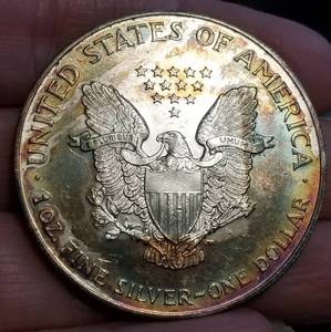 1999 AMERICAN SILVER EAGLE MOTTLED ALBUM TONING