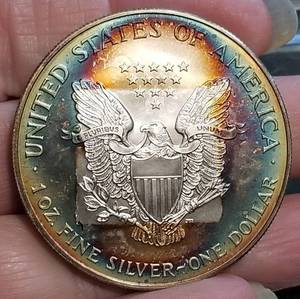 2000 AMERICAN SILVER EAGLE COLORFUL ALBUM TONED