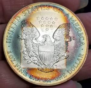 2001 AMERICAN SILVER EAGLE WITH NICE ALBUM TONING