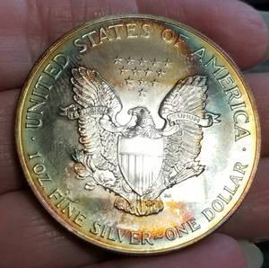 2002 AMERICAN SILVER EAGLE COLORFUL ALBUM TONED