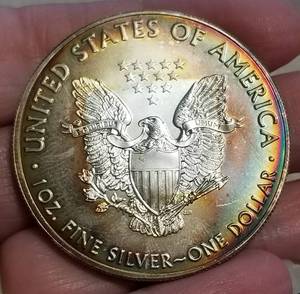 2018 AMERICAN SILVER EAGLE WITH NICE ALBUM TONING