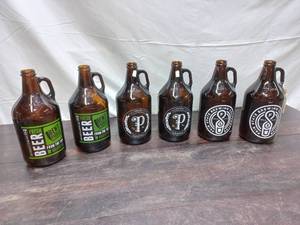 Six Empty Beer Growlers