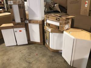 lot 7 image: Lot of assorted Cabinets various models and conditions White  review pictures customer returns