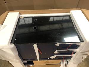 lot 8 image: Timeless Home 36 in. W x 18.88 in. D x 38 in. H Single Bathroom Vanity in Blue with Black Tempered Glass Top review pictures