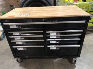 lot 29 image: Husky Standard Duty 9 Drawer Mobile Workbench Tool chest scratches present review pictures