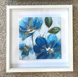 Two Beautiful Blue Floral Framed Prints