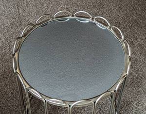 Round Mirror Topped Accent Table