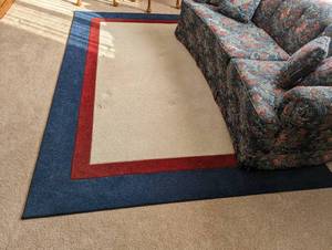 Red, Blue and Cream Area Rug