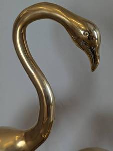Vintage Brass Flamingos Sculpture