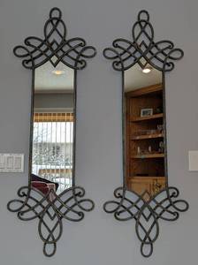 Pair of Decorative Metal Wall Mirrors