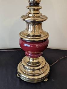 Pair of Red and Brass Table Lamps
