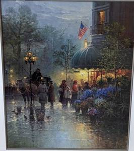 Framed Corner Flower Shop Print by G. Harvey
