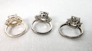 lot 25 image: Trio of Sparkling Sterling Silver & Cubic Zirconia Rings