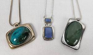 lot 29 image: Trio of Silver-Toned Chains with Colorful Stones - One New with Tag