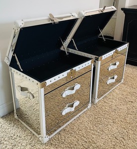 lot 11A image: Pair of Modani Mirrored NightstandsSide Tables with Hinged Lift Tops