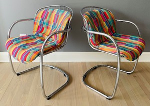 lot 13 image: Pair of Midcentury Chrome Cantilever Chairs