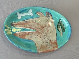 lot 98 image: Canine Themed Painted Serving Platter by Frizzell
