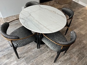 lot 8 image: Gorgeous Arhaus Marble Top Table and Four Jagger Chairs