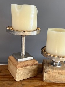 lot 26 image: Pair of Industrial Style Decorative Candleholders