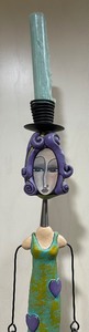 lot 85 image: (3) Whimsical Metal Figural Candle Holders by Sylvestri
