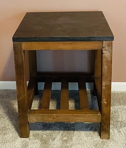 lot 141 image: Rustic Marble Top Accent Table