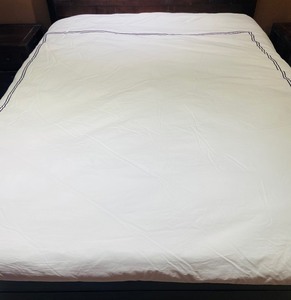 lot 150 image: Queen Down Comforter with Duvet Cover by Malouf Fine Linens