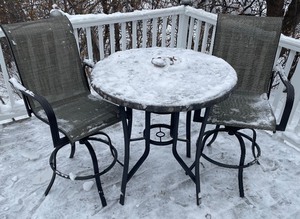 lot 226 image: Bar Height Patio Table and 2 Chairs