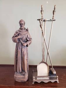 lot 17 image: St. Francis Statue And Fireplace Tools