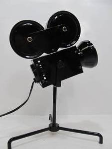 lot 14 image: Working Vintage Style Old Movie Camera Metal Lamp