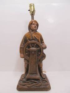 lot 15 image: Large Vintage Signed 1950s Fisherman Table Lamp