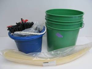 lot 53 image: Buckets Full of Large Zip Ties Straps Bungees etc