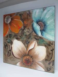 lot 199 image: LARGE Original Acrylic on Canvas Colorful Flower Painting