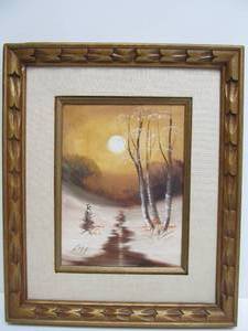 lot 200 image: Framed Signed Original Oil on Canvas Landscape Painting by American Artist Leonard Lopp