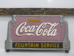 lot 90 image: Original 1930s era COCA COLA Cast Iron Park Bench Sign