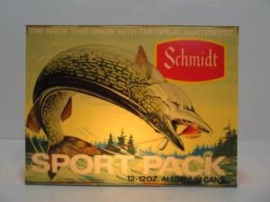 lot 114 image: Awesome Vintage 1970s SCHMIDT Sport Pack Lighted Beer Sign