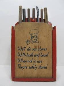 lot 119 image: Vintage 1940s era Kitchen Knife Rack 