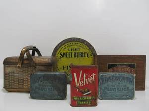 lot 120 image: Lot of Vintage & Antique Metal Tobacco Tins 