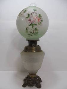 lot 121 image: Antique THE PARKER Hurricane Lamp