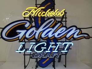 lot 134 image: Awesome Working MICHELOB GOLDEN LIGHT Neon Beer Sign