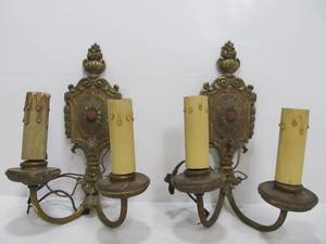lot 144 image: Matching Pair of Antique Wall Sconces
