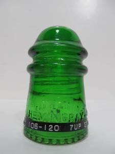 lot 151 image: Hemingray-9 CD 106-120 7up Green Glass Insulator