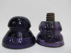lot 152 image: 2-Piece CD 190-191 Diamond Flint Glass Company Royal Purple Glass Insulator