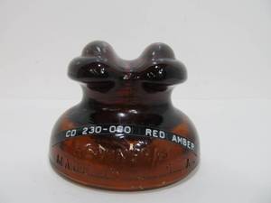 lot 154 image: Hemingray D-512 CD 230-090 Red Amber Glass Insulator