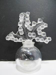 lot 166 image: Hand Signed LALIQUE Lily of the Valley Glass Perfume Bottle