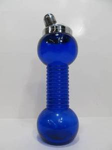 lot 182 image: Original Vintage 1930s Deco Barbell Cobalt Blue Glass Cocktail Shaker #1