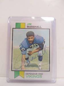 lot 215 image: Authentic Autographed JIM MARSHALL Football & Card