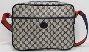 lot 236 image: Vintage Gucci Navy Blue GG Plus Logo Shoulder Travel Bag