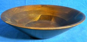 12 Walnut Colored Wooden Bowl